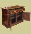 Montgomeryshire period style oak dresser base TV cabinet showing front storage space.
