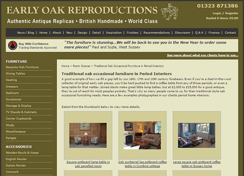 New client occasional furniture room scenes added to our Inspiration collection