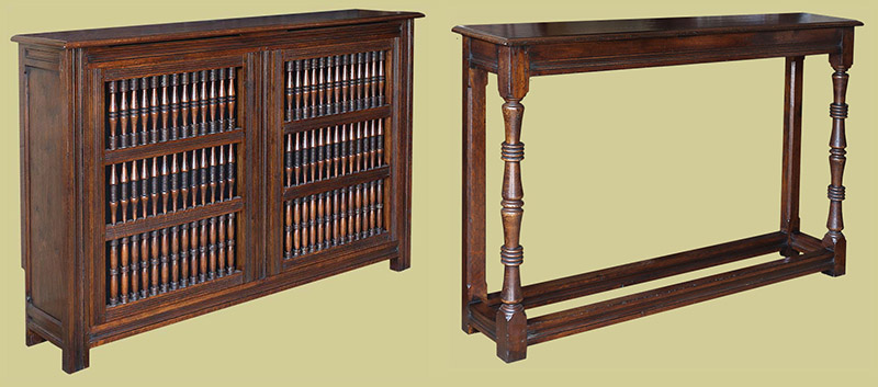 17th century style oak radiator cover and complimentary console table