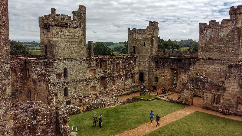 Internal south easterly view of Bodium Castle showing great hall and private quarters