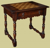 Oak period style chess or draughts table with drawers