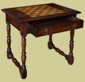 Oak period style games table, with drawer open