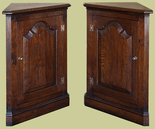 Period style oak corner lamp cupboards