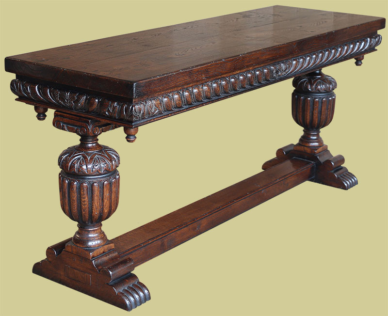 16th century Elizabethan style hand-made and hand-carved oak console table