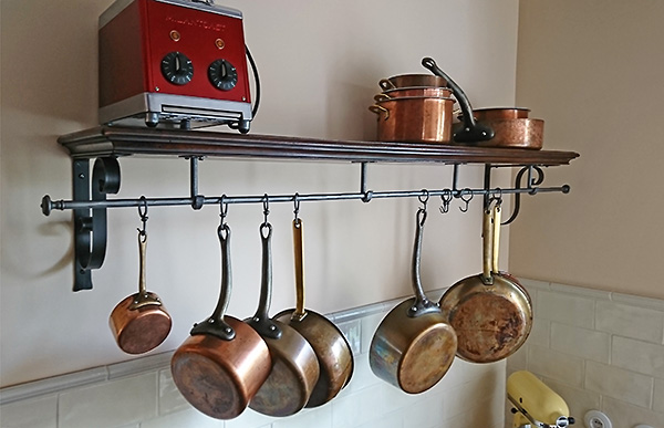 Period style oak shelf for German kitchen