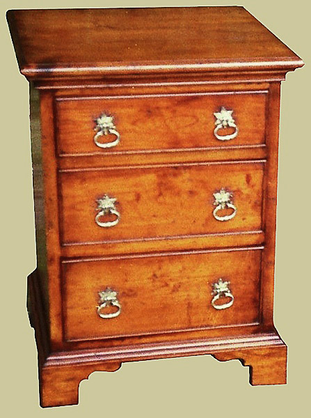 Fruitwood 3 drawer cockbeaded bedside cabinet, also available in oak