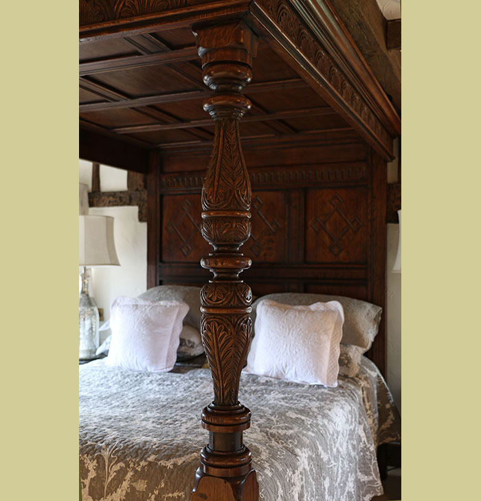 17th Century Style Carved Oak Tester Bed