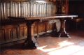 Medieval style oak trestle table made from old reclaimed oak