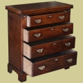 Period style oak bachelors chest with drawers open