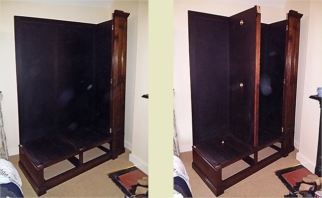 Period style oak wardrobe back and divider