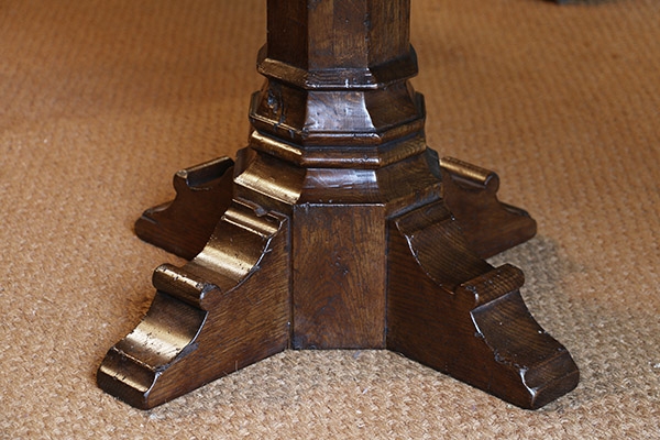 Hand cut Medieval style oak trestle table base moulding