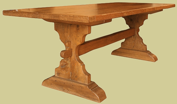 Medieval style oak trestle table