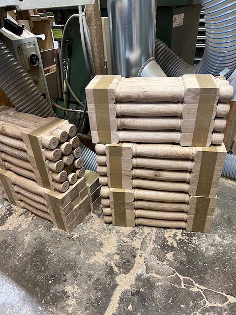 Period style oak dining chair leg turnings