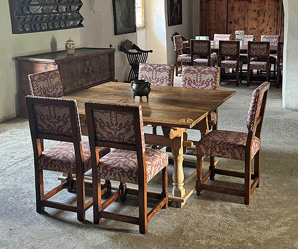 Bespoke oak period style upholstered side chairs