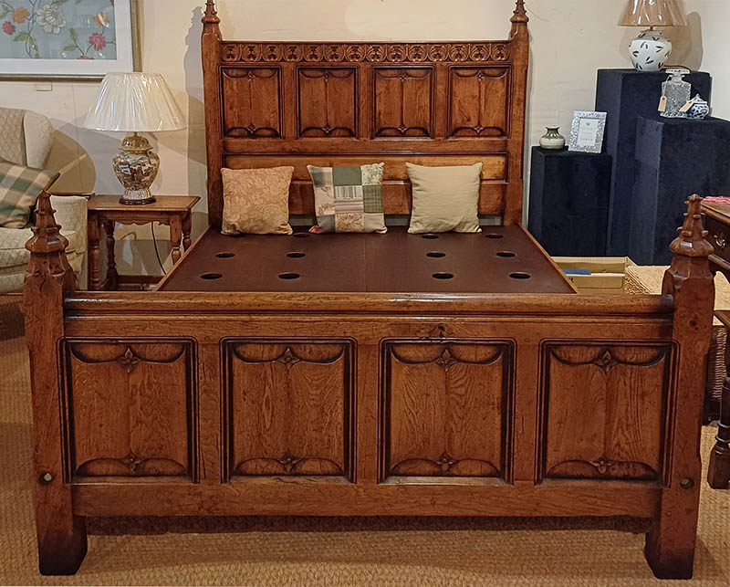 Period style oak carved bed HALF PRICE